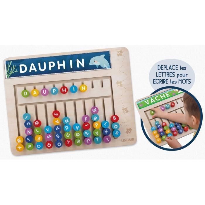 Lisciani Giochi LIS8008324110186 Juego Montessori Sopa de letras Tablero de madera con letras y números magnéticos 1