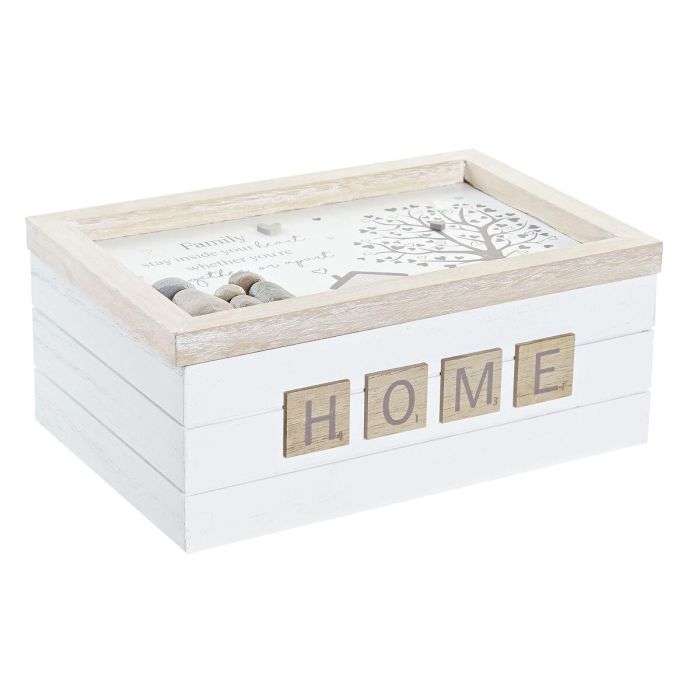 Caja Decorativa DKD Home Decor Natural MDF Blanco (24 x 16 x 10 cm)