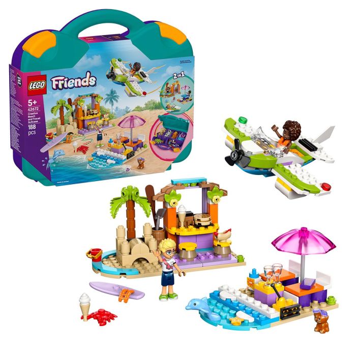 Juego de construccion playa creativa y maleta de viaje lego friends