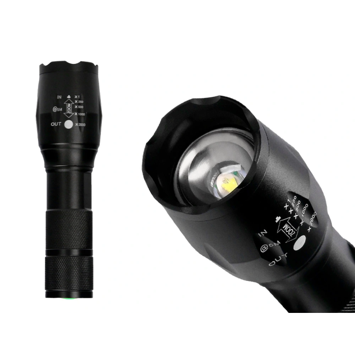 Q-connect Linterna Telescópica de Aluminio 5W con Modos Alto-Medio-Bajo-Estroboscópico-SOS, Incluye 3 Pilas AAA 2