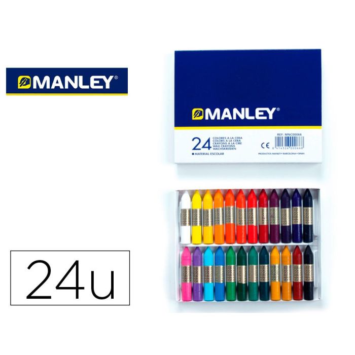 Manley Ceras 60 mm Colores Surtidos Estuche 24 Ud