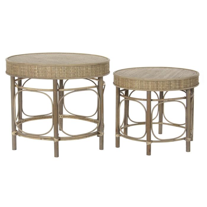 Mesita Auxiliar Balines DKD Home Decor Natural 61 x 52 x 61 cm Set de 2