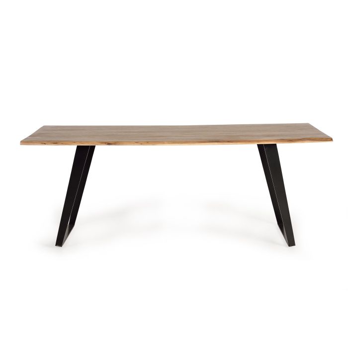Giner y Colomer Mesa de Comedor Acacia Natural con Patas de Metal Negro 205 cm 1