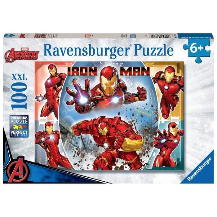 Ravensburger - MARVEL HEROS - Puzzle XXL de 100 piezas - El poderoso Iron Man / Marvel Avengers - 4005556133772 - A partir de 6 años Ravensburger - MARVEL HEROS - Puzzle XXL de 100 piezas - El poderoso Iron Man / Marvel Avengers - 4005556133772 - A partir de 6 años