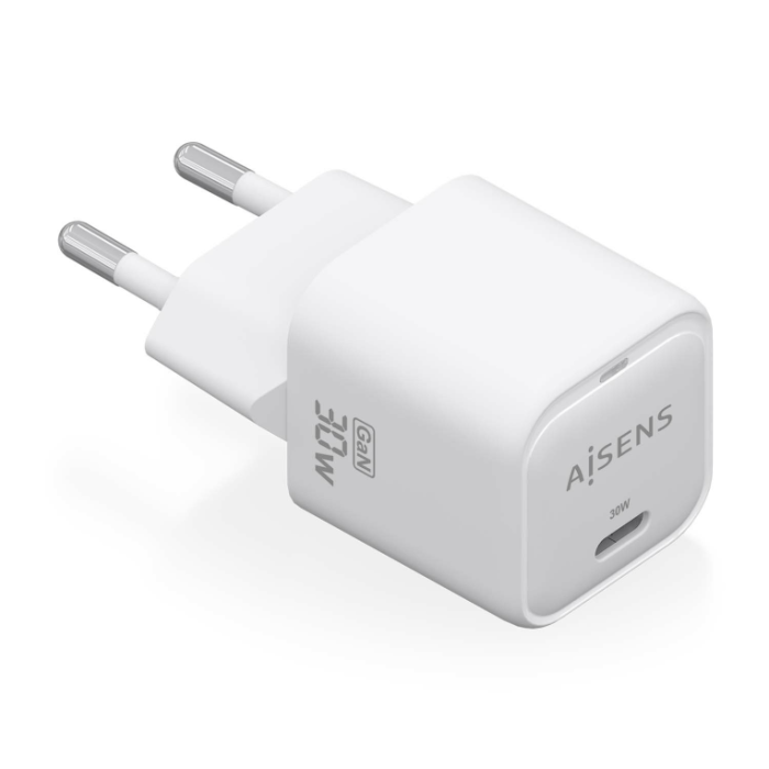 Cargador de Pared GaN Aisens ASCH-30W1P018-W/ 1xUSB Tipo-C/ 30W Cargador de Pared GaN Aisens ASCH-30W1P018-W/ 1xUSB Tipo-C/ 30W