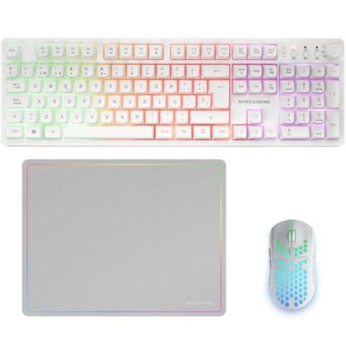 Mars Gaming Combo MCPWXWES Teclado H-Mech Ratón Ergonómico Alfombrilla Gaming Inalámbrico RGB Blanco 0 Mars Gaming Combo MCPWXWES Teclado H-Mech Ratón Ergonómico Alfombrilla Gaming Inalámbrico RGB Blanco 0