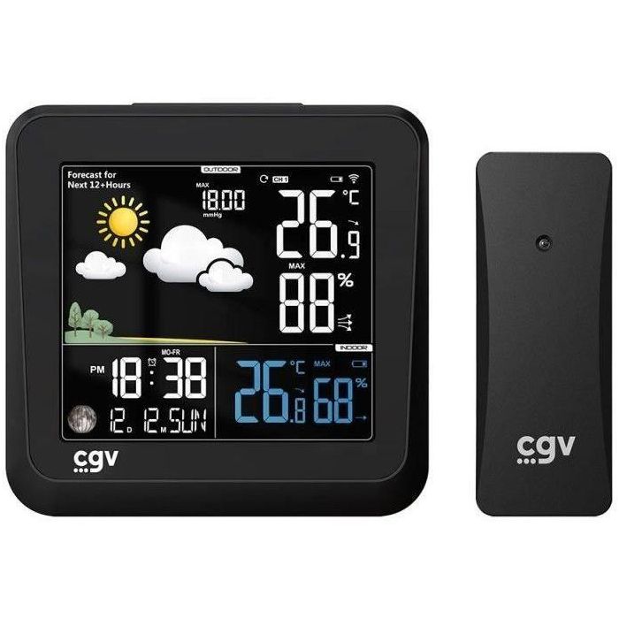 Estación meteorológica inalámbrica - CGV - MY METEO-1NC - Pantalla a color - Control táctil - Reloj y calendario Estación meteorológica inalámbrica - CGV - MY METEO-1NC - Pantalla a color - Control táctil - Reloj y calendario