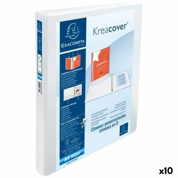 Carpeta de anillas Exacompta KREACOVER Blanco A4+ (10 Unidades) 0 Carpeta de anillas Exacompta KREACOVER Blanco A4+ (10 Unidades) 0
