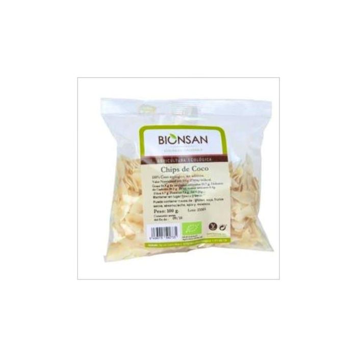 BIONSAN Chips de Coco Ecológicos 100g - Crujientes y Dulces, para Yogures, Ensaladas y Cereales, Apto para Veganos