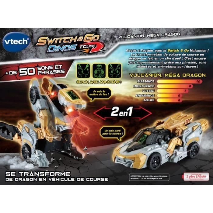 Vtech 1'click Vulcanion, Mega Dragón: Vehículo que se Transforma en Dragón con un Clic - Switch & Go Dinos 4 Vtech 1'click Vulcanion, Mega Dragón: Vehículo que se Transforma en Dragón con un Clic - Switch & Go Dinos 4