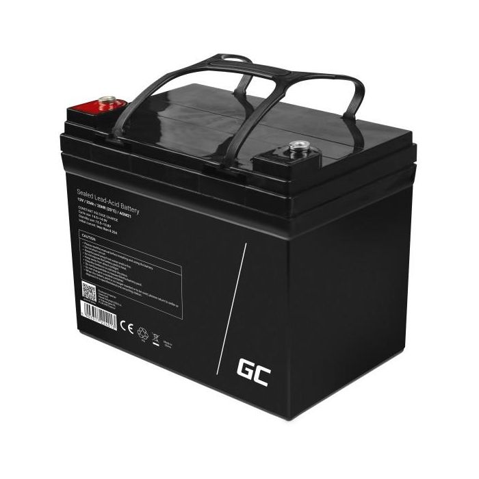 Green Cell AGM21 Batería de Reemplazo Sellada VRLA 12V 33Ah Negro para Ciclismo Profundo 5 Años de Vida Útil 1