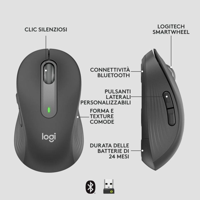 Logitech M650 L Signature for Business - Ratón Inalámbrico Ergonómico Grande con Logi Bolt, SilentTouch, 24 Meses Batería 5 Logitech M650 L Signature for Business - Ratón Inalámbrico Ergonómico Grande con Logi Bolt, SilentTouch, 24 Meses Batería 5