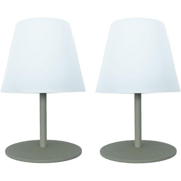 Juego de 2 lámparas de mesa inalámbricas - LUMISKY - TWINS - Oliva - H16 cm - LED Juego de 2 lámparas de mesa inalámbricas - LUMISKY - TWINS - Oliva - H16 cm - LED