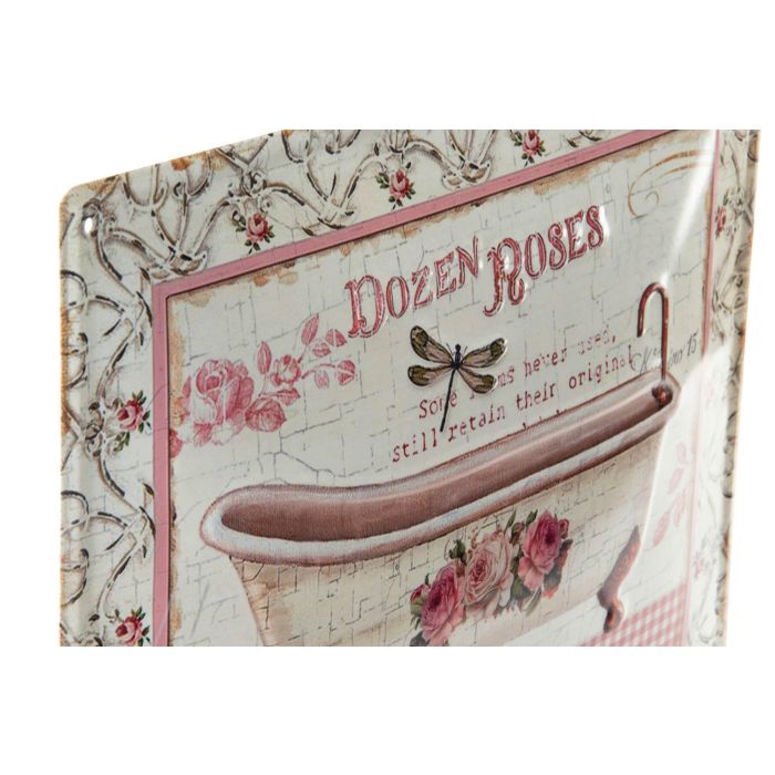 DKD Home Decor Decoración de Pared Romántica de Metal Rosa Beige para Baño, 4 Unidades con Diseños Surtidos, 33x25x1 cm 1