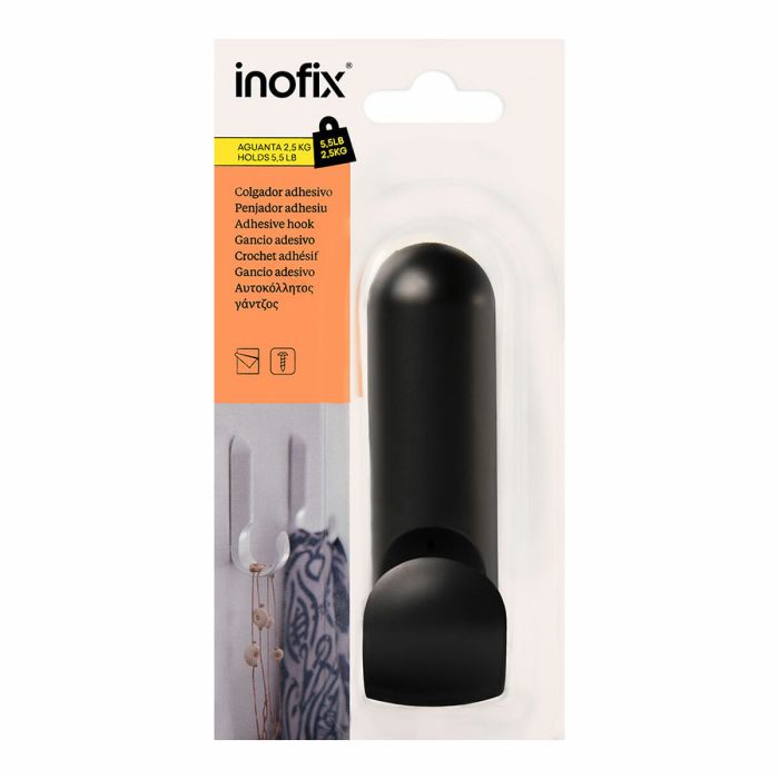 Colgador Inofix atlas Negro 2,5 kg Adhesivo 1