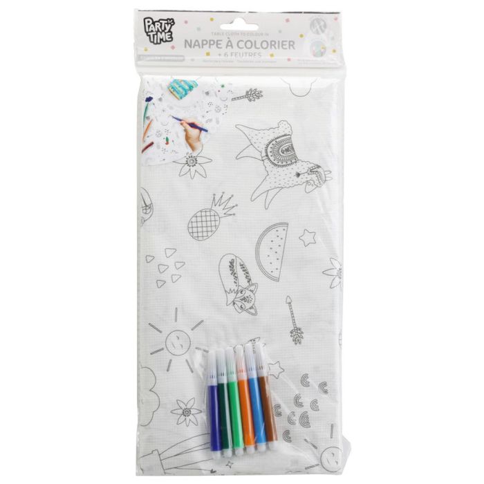 Party Time Mantel para Colorear con 5 Rotuladores, Unicornio, Llama, 120x180cm 1