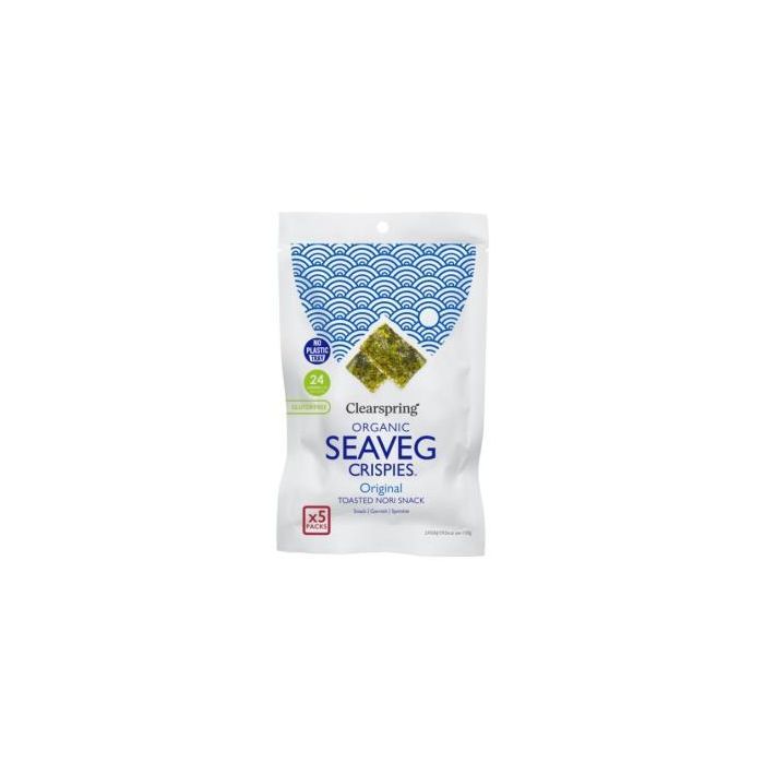 CLEARSPRING Alga Nori Tostada Multipack Snack Ecológico 5uds x 4gr, Aceite Girasol, Sal Marina, Vegano Sin Gluten