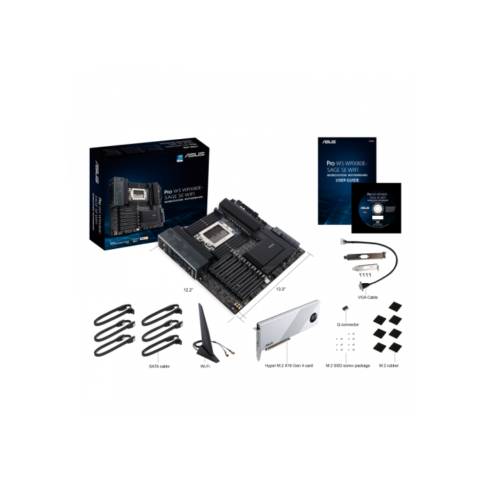 PLACA ASUS PRO WS WRX80E-SAGE SE WiFi,AMD,sWRX8,WRX8,8DDR4,2048GB,4SATA3,X550-AT2 DUAL10GB+WIFI6+BT5.1,10USB3.2,3M.2,E-ATX 16 PLACA ASUS PRO WS WRX80E-SAGE SE WiFi,AMD,sWRX8,WRX8,8DDR4,2048GB,4SATA3,X550-AT2 DUAL10GB+WIFI6+BT5.1,10USB3.2,3M.2,E-ATX 16