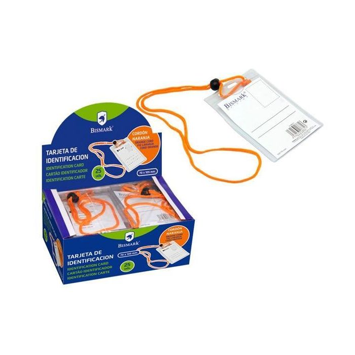 Bismark Tarjeta De Identificación Vertical 70x105 mm C-Cordón Naranja -25U- Bismark Tarjeta De Identificación Vertical 70x105 mm C-Cordón Naranja -25U-