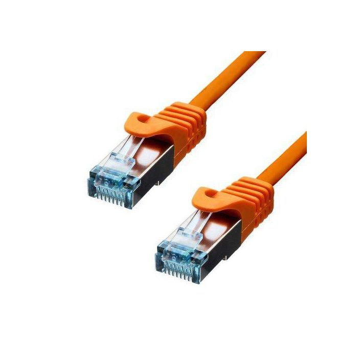 ProXtend Cable Ethernet CAT6A S/FTP LSZH Cobre Puro Naranja 50cm con Conector Oro 50µ y Protección Anti-enganches PoE+