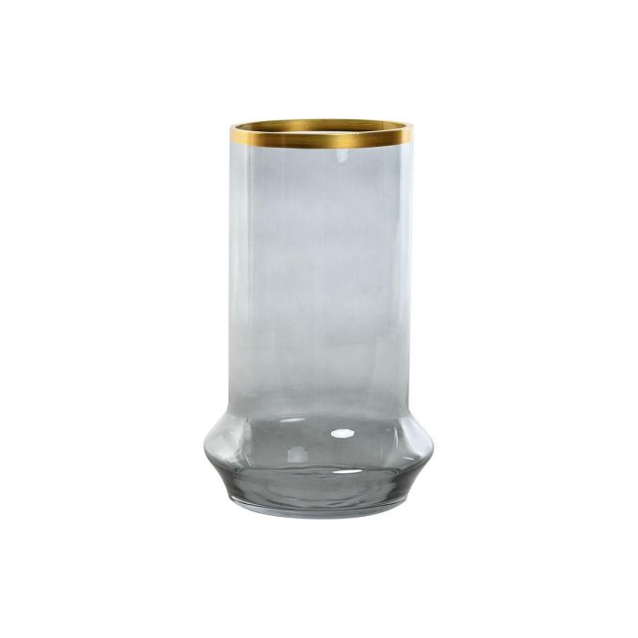 DKD Home Decor Portavela de Diseño Moderno en Cristal Transparente y Dorado, Medidas 17x17x28 cm DKD Home Decor Portavela de Diseño Moderno en Cristal Transparente y Dorado, Medidas 17x17x28 cm