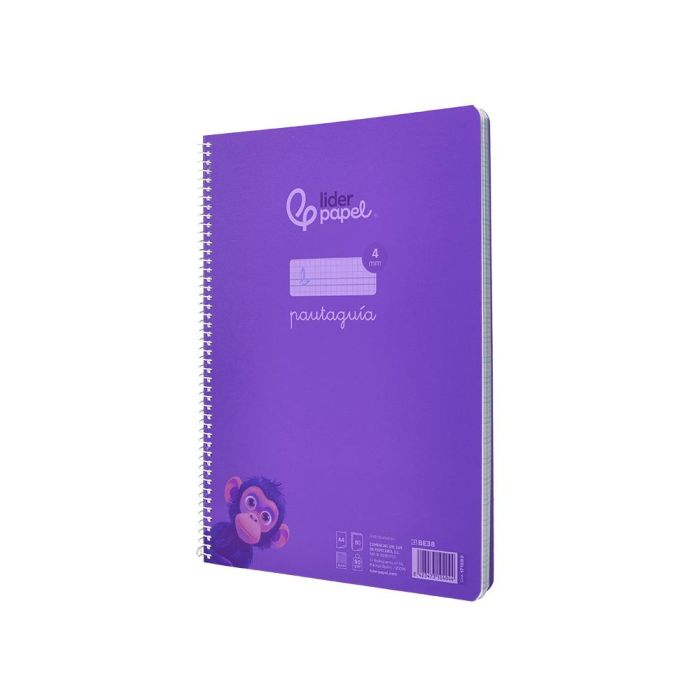 Cuaderno Espiral Liderpapel Din A4 Pautaguia Tapa Plastico80H 90 gr Cuadro Pautado 4 mm Con Margen Color Lila 5 unidades 3