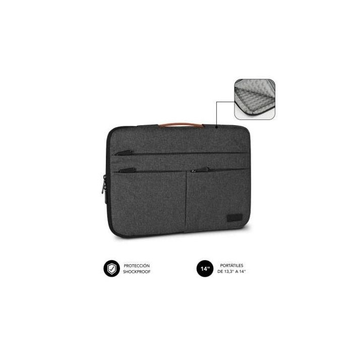 Funda Subblim Air Padding 360 Sleeve para Portátiles hasta 14"/ Gris Oscuro Funda Subblim Air Padding 360 Sleeve para Portátiles hasta 14"/ Gris Oscuro