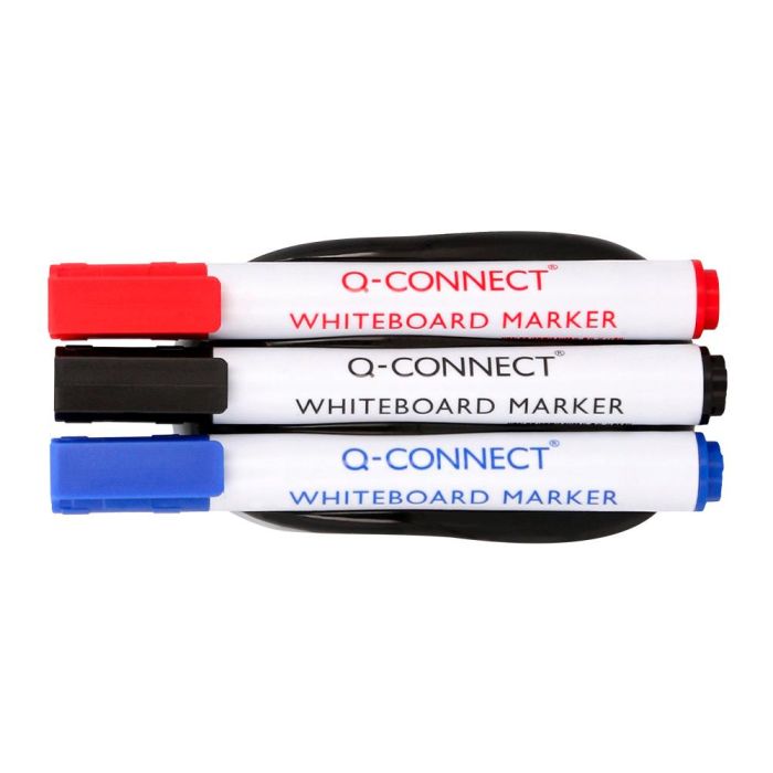 Borrador Q-Connect Magnetico Con Rotulador Negro Rojo Y Azul Para Pizarra Blanca 2