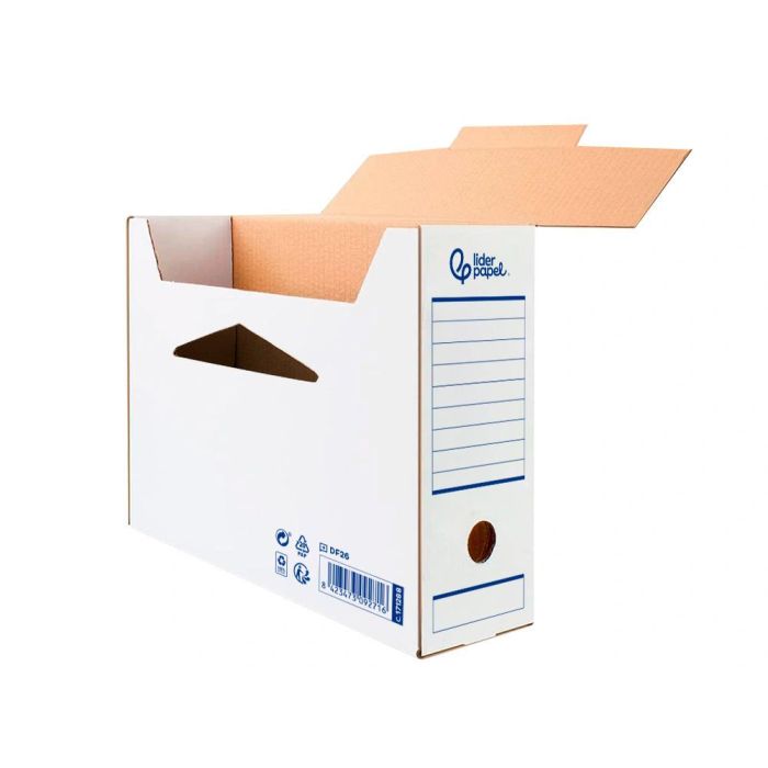 Caja Archivo Definitivo Automatica Liderpapel Din A4 Carton Reciclado 325 gr-M2 Lomo 100 mm Blanco 360x100x255 mm 4