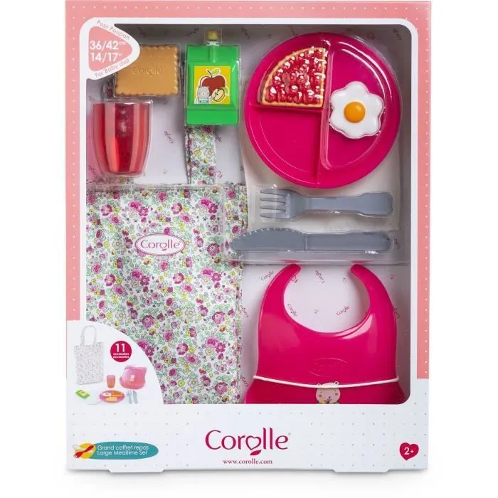 Corolle Caja de Comida Grande Accesorios para Muñecos Bebés de 36 y 42 cm, 11 Accesorios, Juguete para +2 Años 1