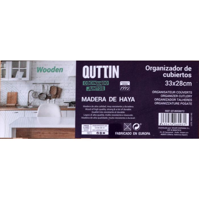 Organizador de cubiertos Quttin 33x28x3.5 cm (12 Unidades) 4 Organizador de cubiertos Quttin 33x28x3.5 cm (12 Unidades) 4