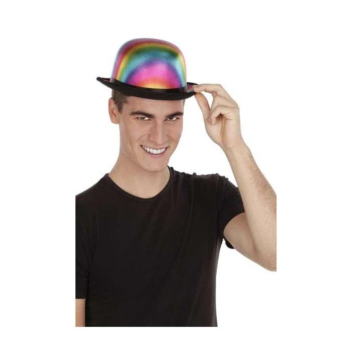My Other Me Bombín Arco Iris 58 cm, Sombrero Multicolor de Poliéster para Disfraz de Adulto 1