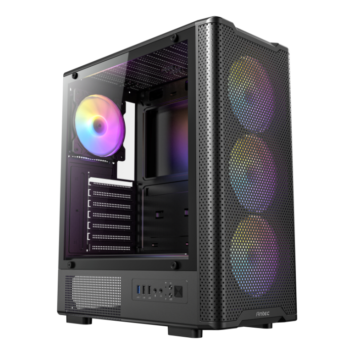 ANTEC VX-320 ARGB Midi Tower PC Negro con 3 ventiladores frontales y 1 trasero preinstalado para una refrigeración óptima