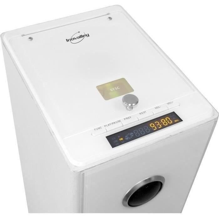 Inovalley HP33-CD Torre de Sonido Bluetooth 100W con Reproductor CD, Puerto USB, SD, Radio FM y Entrada Auxiliar - Blanco 1