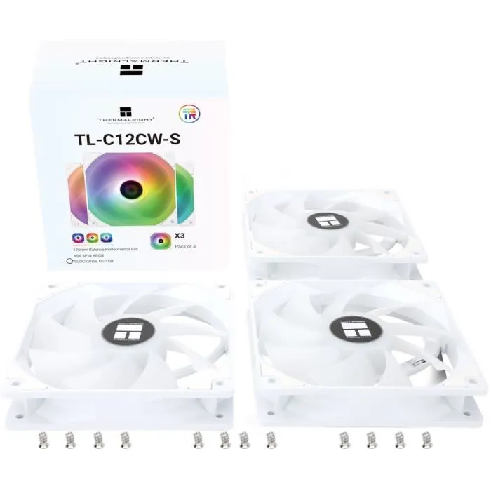 Thermalright TL-C12CW-S Blanco 3 x 120mm Ventilador para Caja de PC Paquete de 3 1