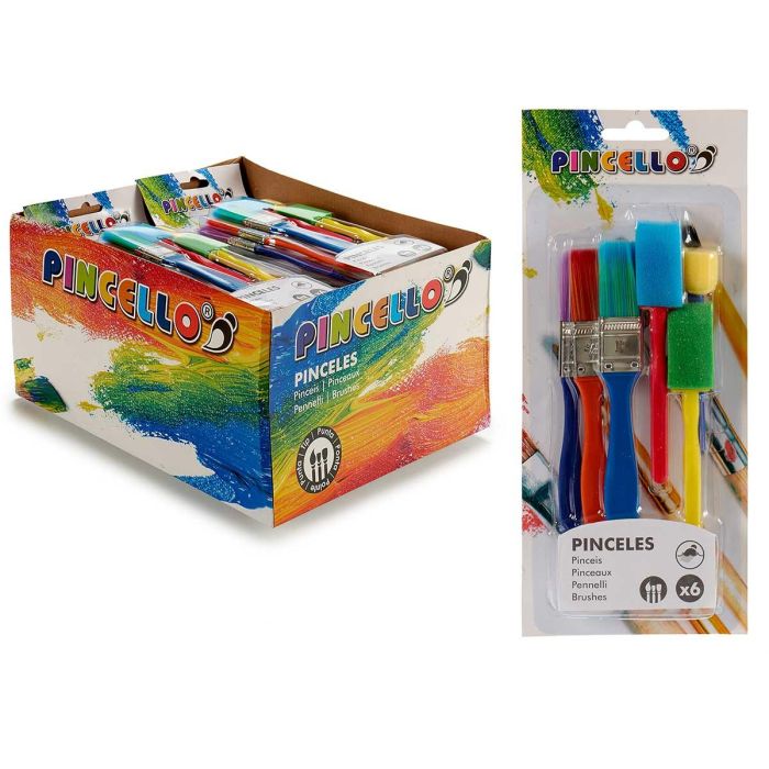 Juego 6 Pinceles Pintura y Esponjas Pincello, 12.5x2x29 cm, Varios Colores (36 Unidades) Juego 6 Pinceles Pintura y Esponjas Pincello, 12.5x2x29 cm, Varios Colores (36 Unidades)