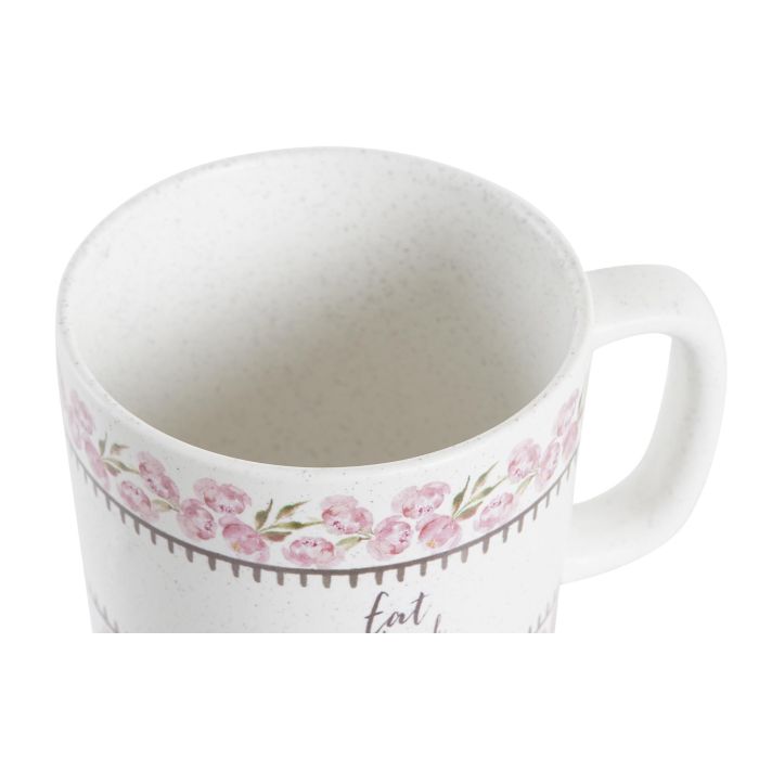 DKD Home Decor Mug Porcelana New Bone Blanco Beige 330ml Apto Microondas y Lavavajillas (12 Unidades) 10 x 9.5 x 13 cm 2