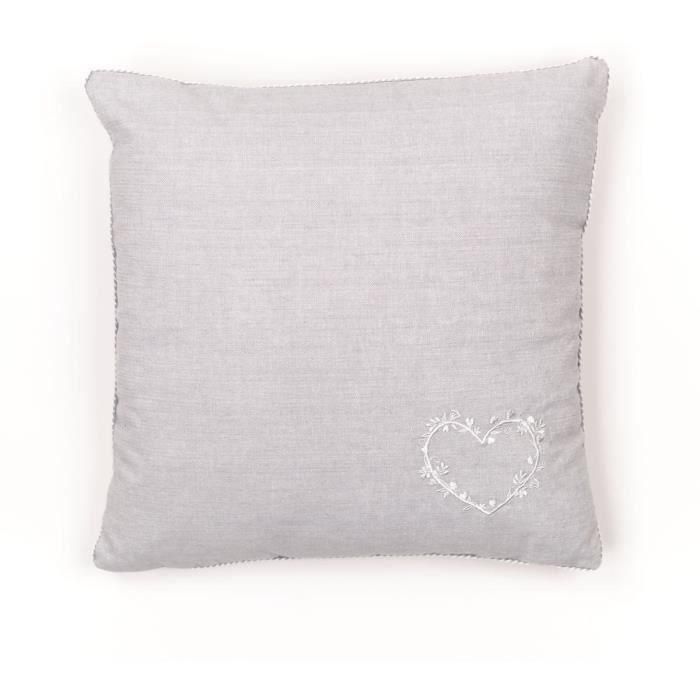 Cojín - HOY - CHARME - Chambray x Petite broderie Constance - 40 x 40 cm 3 Cojín - HOY - CHARME - Chambray x Petite broderie Constance - 40 x 40 cm 3