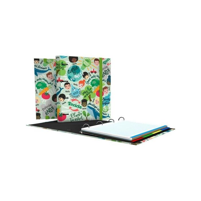 Grafoplás Carpebook 4 Anillas Mixtas D35 Revolution Green 4 Separadores C-Recambio 100H A4 Cartón Plastificado