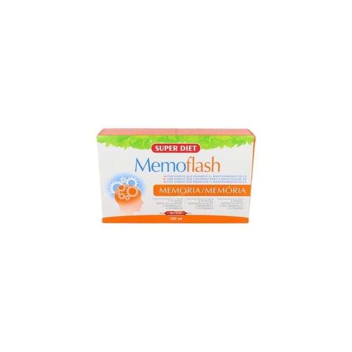 SUPERDIET Memoflash 20Amp | Memoria con Ginkgo y Vitaminas B para Rendimiento Cognitivo y Circulación Periférica