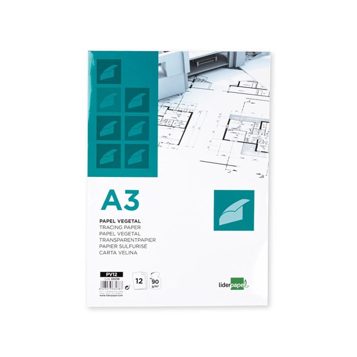 Liderpapel Papel Vegetal A3 90gr 297x420mm Sobre de 12 Hojas 1