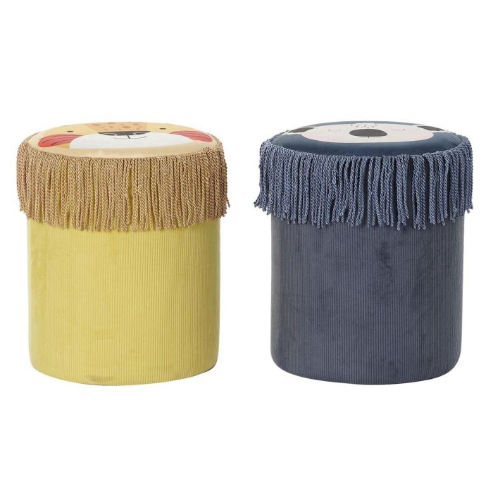 DKD Home Decor Reposapiés para Niños con Diseño de Animales Amarillo y Azul, Material Poliéster, 36x43x36 cm, Pack de 2 Unidades DKD Home Decor Reposapiés para Niños con Diseño de Animales Amarillo y Azul, Material Poliéster, 36x43x36 cm, Pack de 2 Unidades