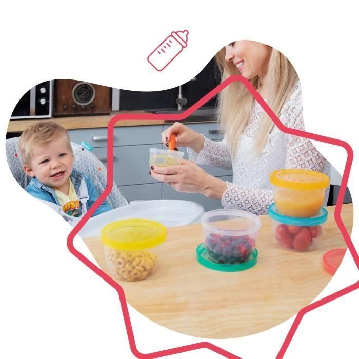 Badabulle Set de 12 tarros de almacenamiento para bebés, 250ml 1 Badabulle Set de 12 tarros de almacenamiento para bebés, 250ml 1