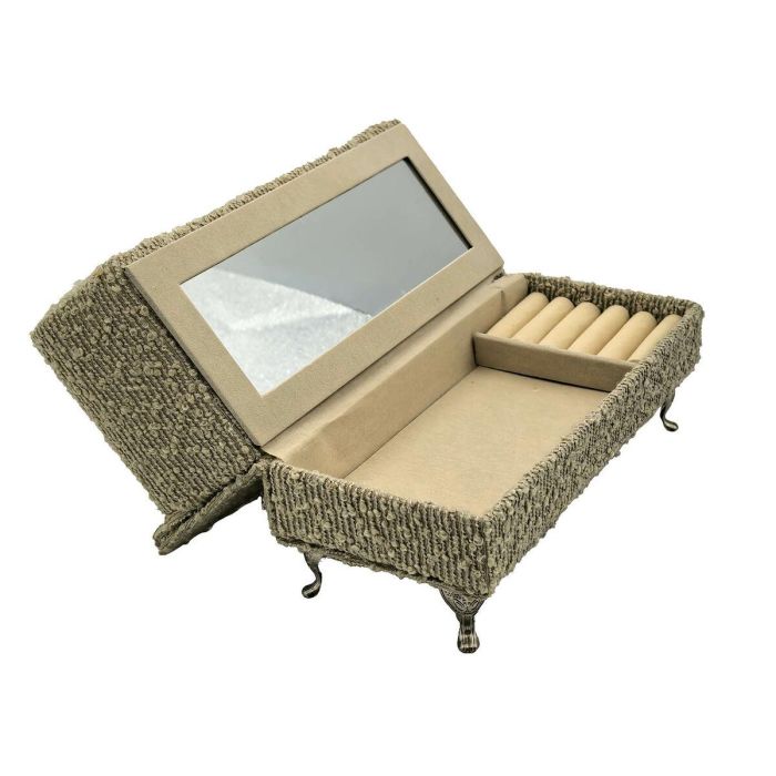 Caja-Joyero Versa Gris Poliéster Metal Espejo Madera MDF 9,5 X 12,5 X 23,5 CM Sofá 3 Caja-Joyero Versa Gris Poliéster Metal Espejo Madera MDF 9,5 X 12,5 X 23,5 CM Sofá 3