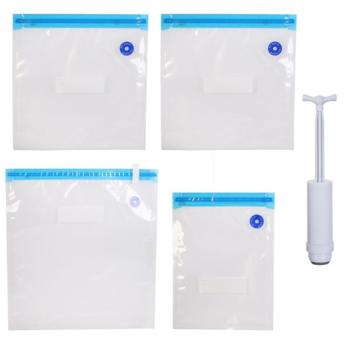 Cook Concept Juego de 4 Bolsas de Vacío con Bomba para Conservar Alimentos Frescos por Más Tiempo Reutilizables Ideales para Congelar 2