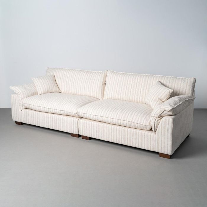 Sofá 4 Plazas Rayas Crema Tejido 282 X 101 X 71 cm