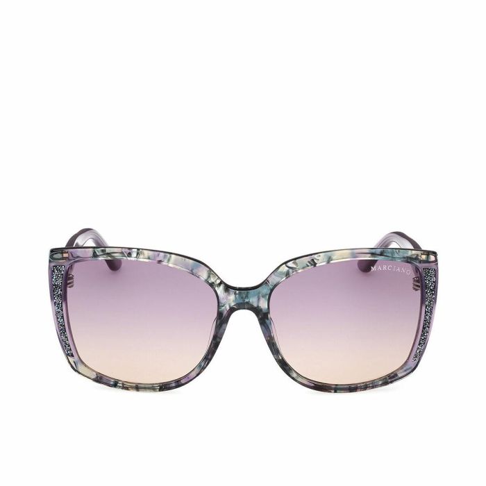 Guess By Marciano GM00013 83Z Gafas de Sol para Mujer, Diseño Cuadrado con Montura de Acetato, Color LilaHavana, Diámetro de Lente 59 mm