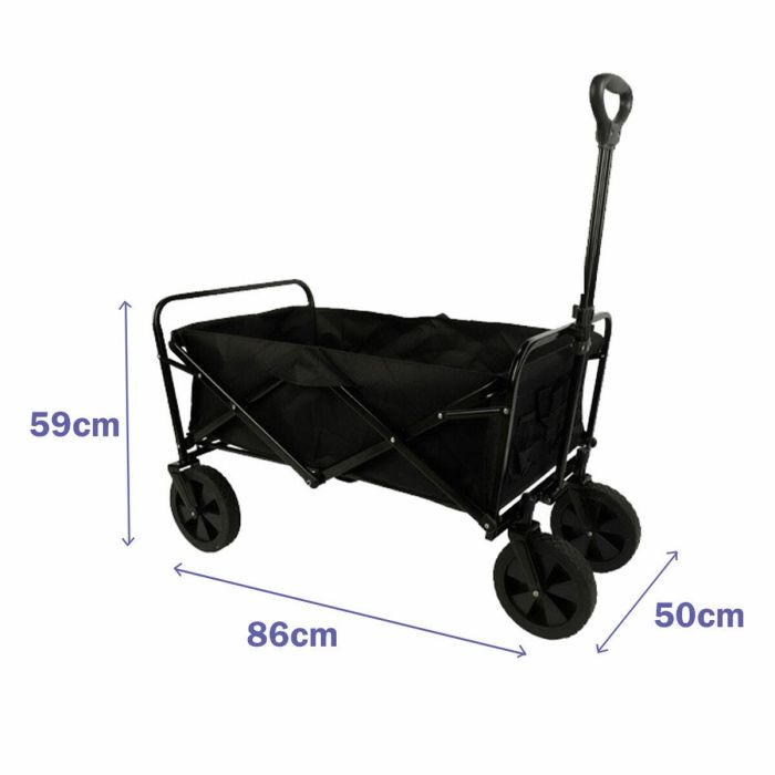 Marbueno Carrito Multiusos Plegable Acero 150 KG Negro Jardin, Playa y Camping 86X50X59 cm 10476 1