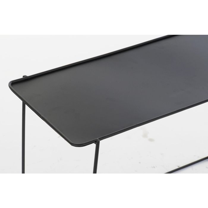 DKD Home Decor Consola Moderna Morden Court de Metal Azul y Negro, Doble Cara con 1 Estantería, 27.5x65x80 cm (Set de 2) 1 DKD Home Decor Consola Moderna Morden Court de Metal Azul y Negro, Doble Cara con 1 Estantería, 27.5x65x80 cm (Set de 2) 1
