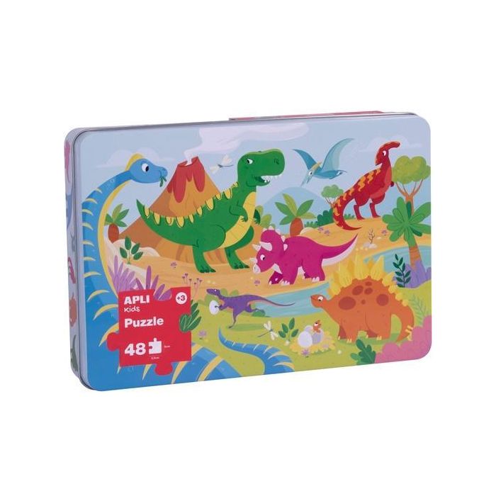 Apli Puzzle Dinosaurios 24 Piezas en Caja Metálica para Niños +3 Años